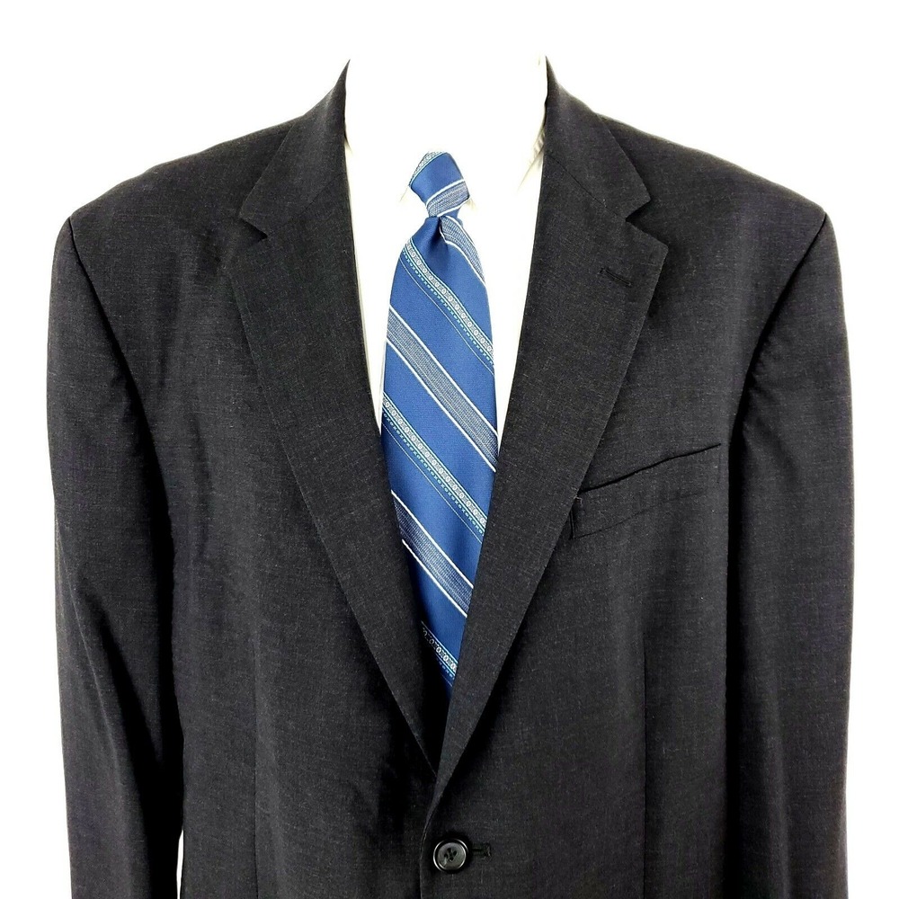 Nautica Wool 2 Button Blazer 46L Gray Suit Jacket